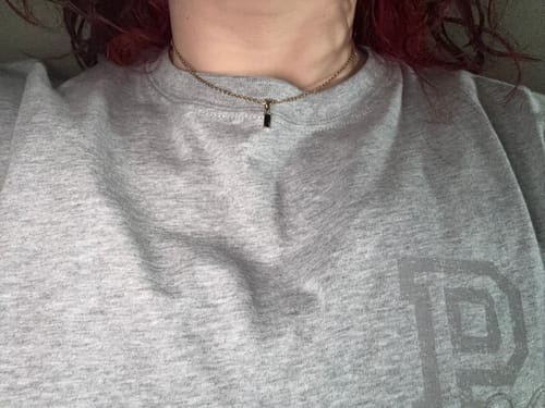 Customer photo review of Dainty Emerald Diamond Necklace