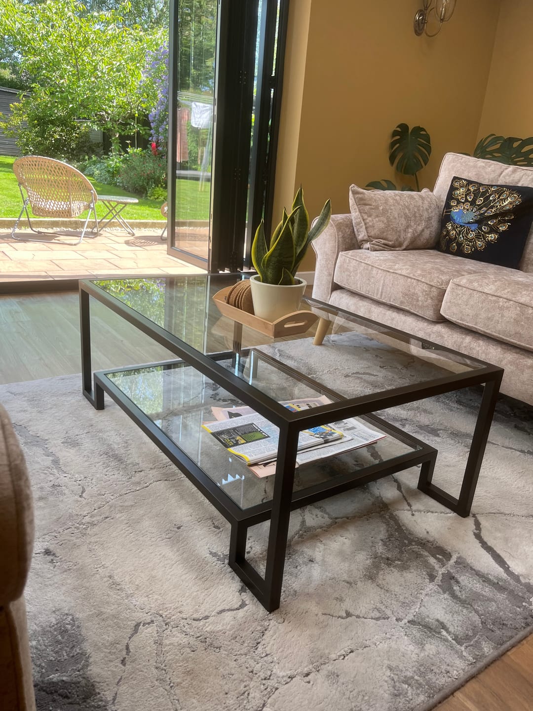Customer photo review of Hudson Glass Metal Coffee Table - Dark Bronze