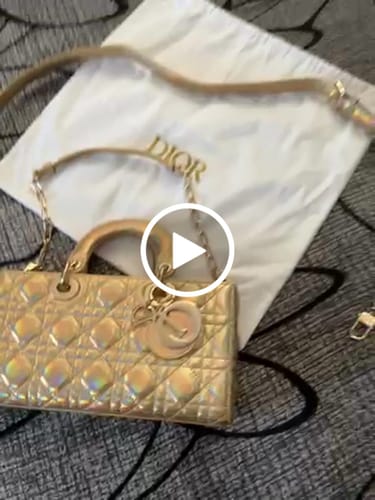 Customer video review of medium lady d-joy 26 beige metalic lambskin