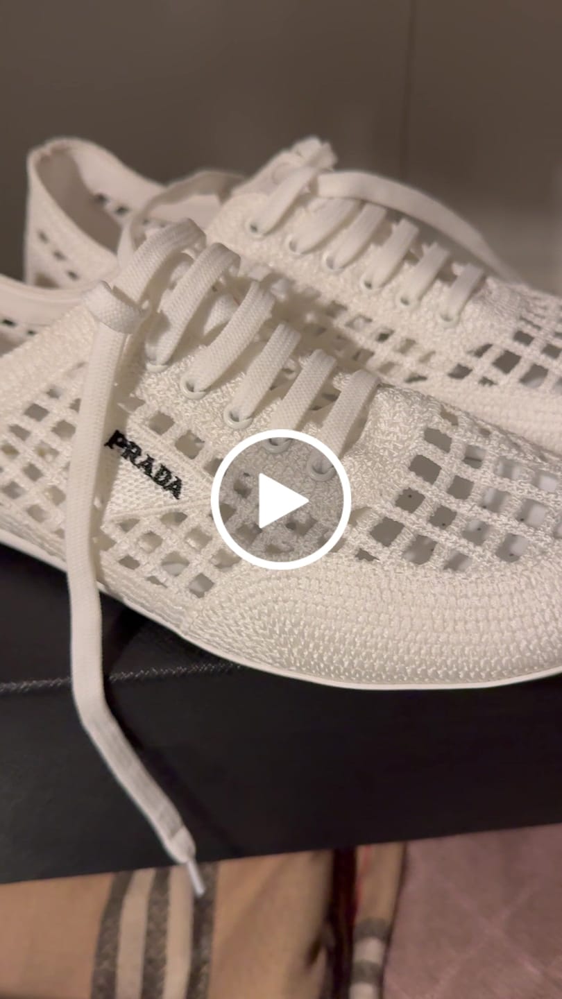 Customer video review of Prada 26s Collapse Sneakers White Crochet Laced 726977