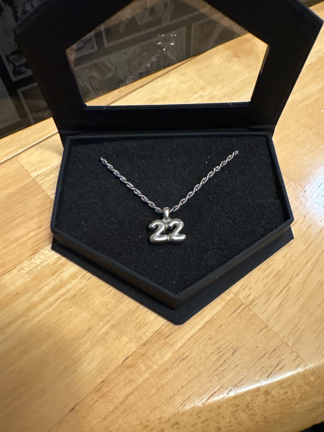 Customer photo review of Bubble Number Necklace