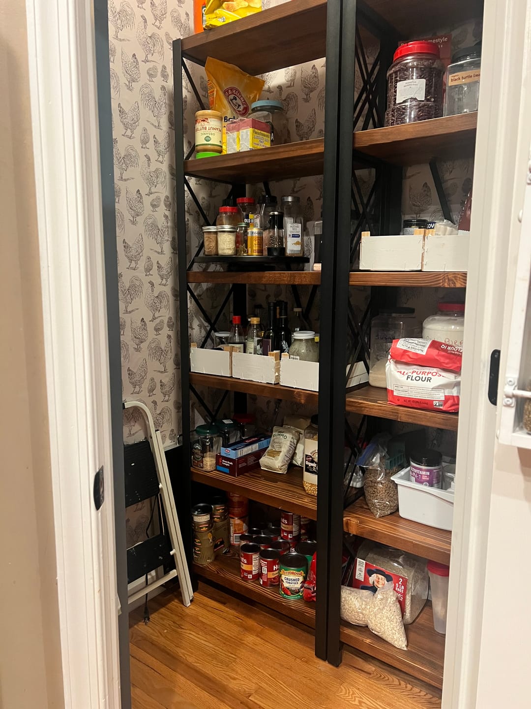Customer photo review of Bellingham Pine Bookcase | Metal Base Industrial Design.