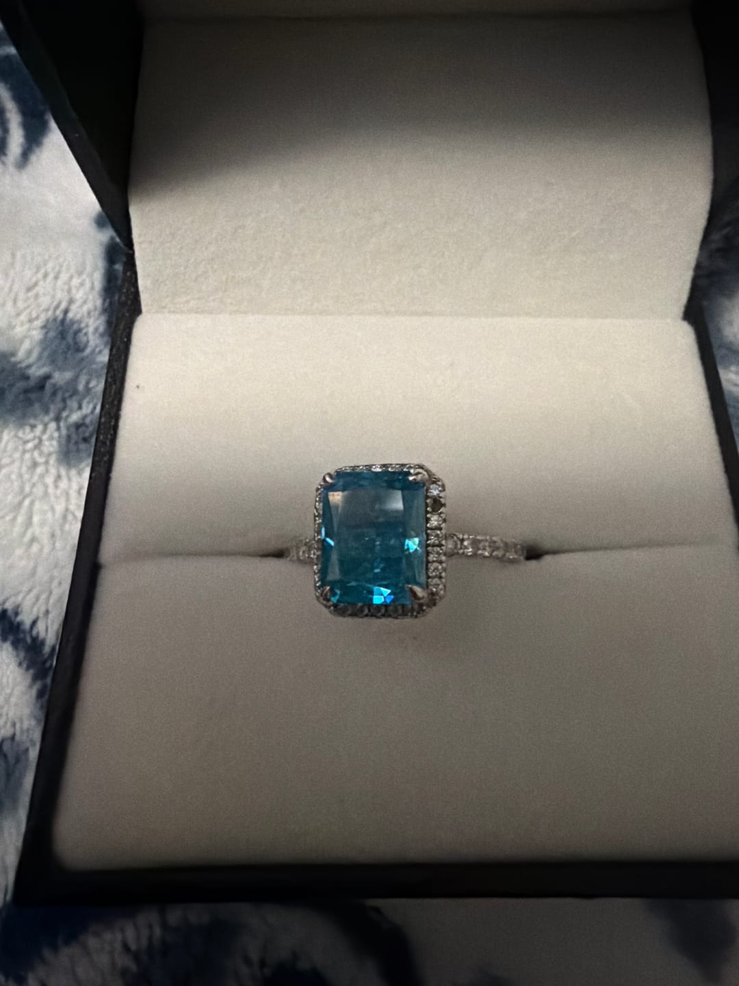 Customer photo review of 3.0Ct Radiant Cut Halo Engagement Ring Travel Ring In Sterling Silver
