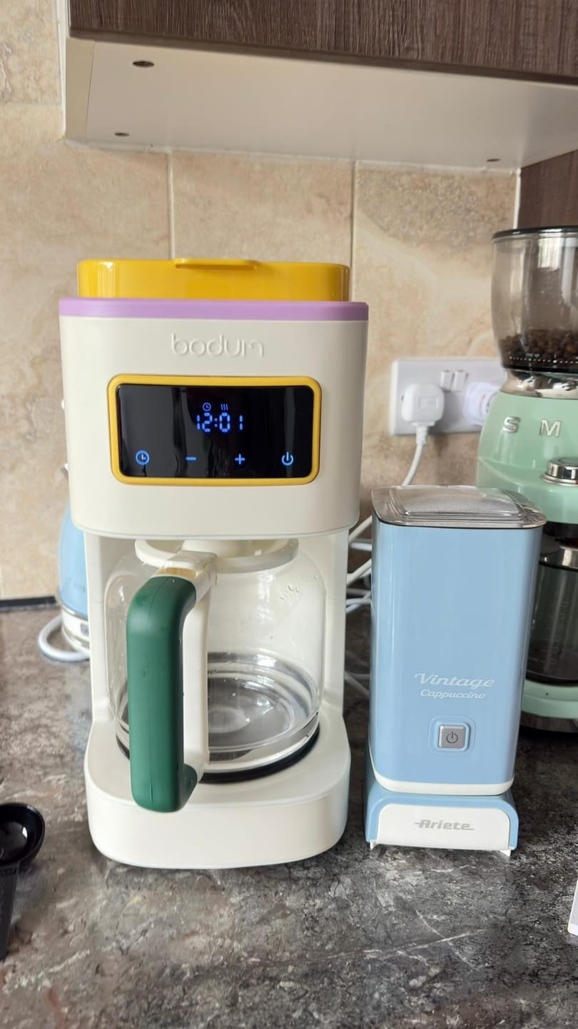 Customer photo review of Bodum x MoMA Bistro Programmable Coffee Maker