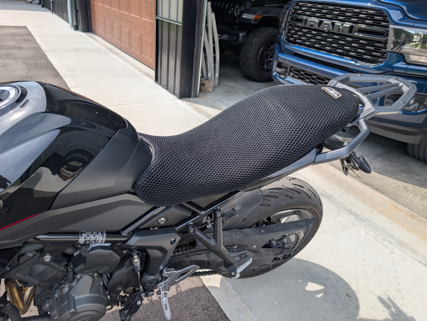 Wind Rider mesh seat cover on a Triumph Tiger Sport 660