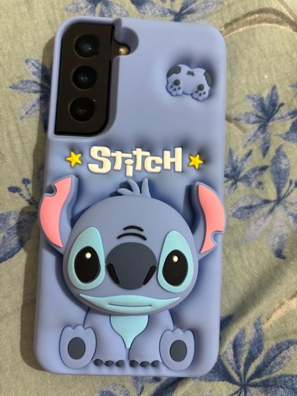 Customer photo review of 3D Stitch iPhone Samsung Attached Phone Holder Stand Rubber Silicone Case