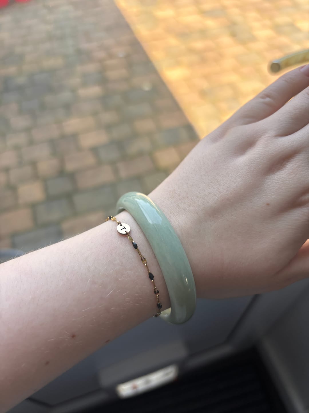Customer photo review of Buddha Stones Natural Jade Prosperity Bangle Bracelet