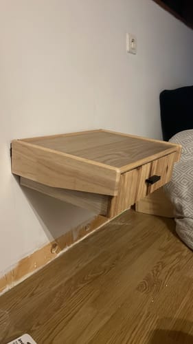 Customer photo review of PITEA - Table de chevet murale en bois naturel