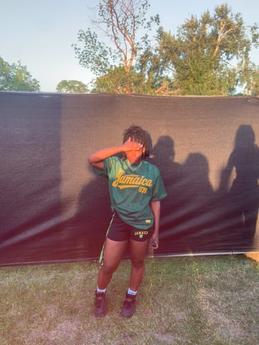 Customer photo review of Represent Jamaica Mesh Jersey (Green)
