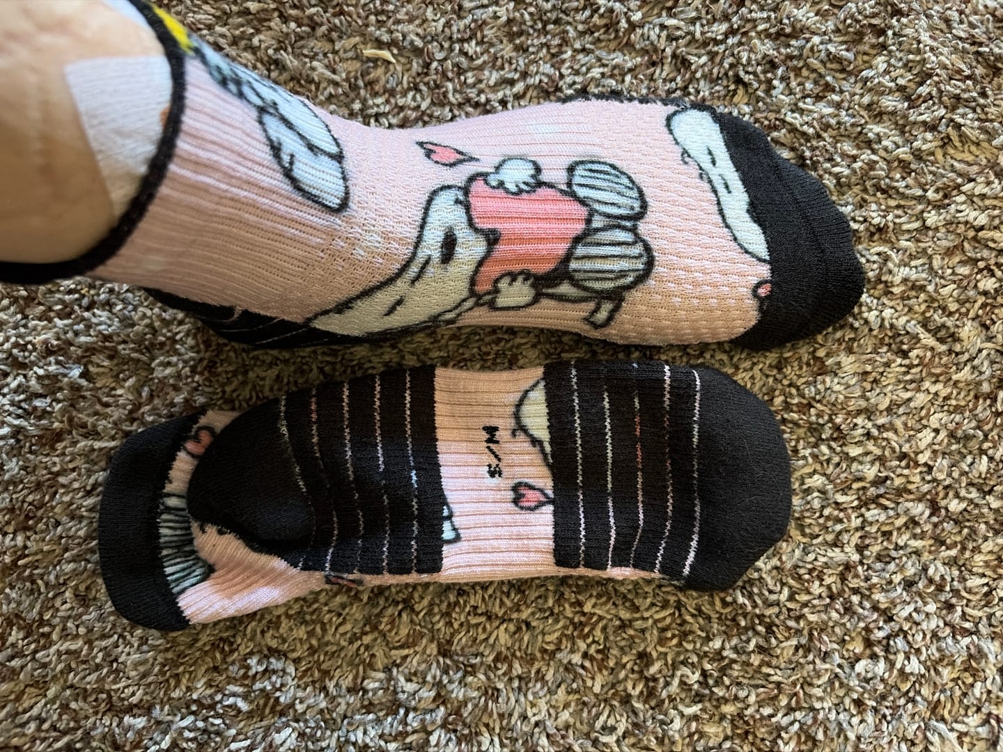 Customer photo review of Snoopy Love Ankle Compression Socks