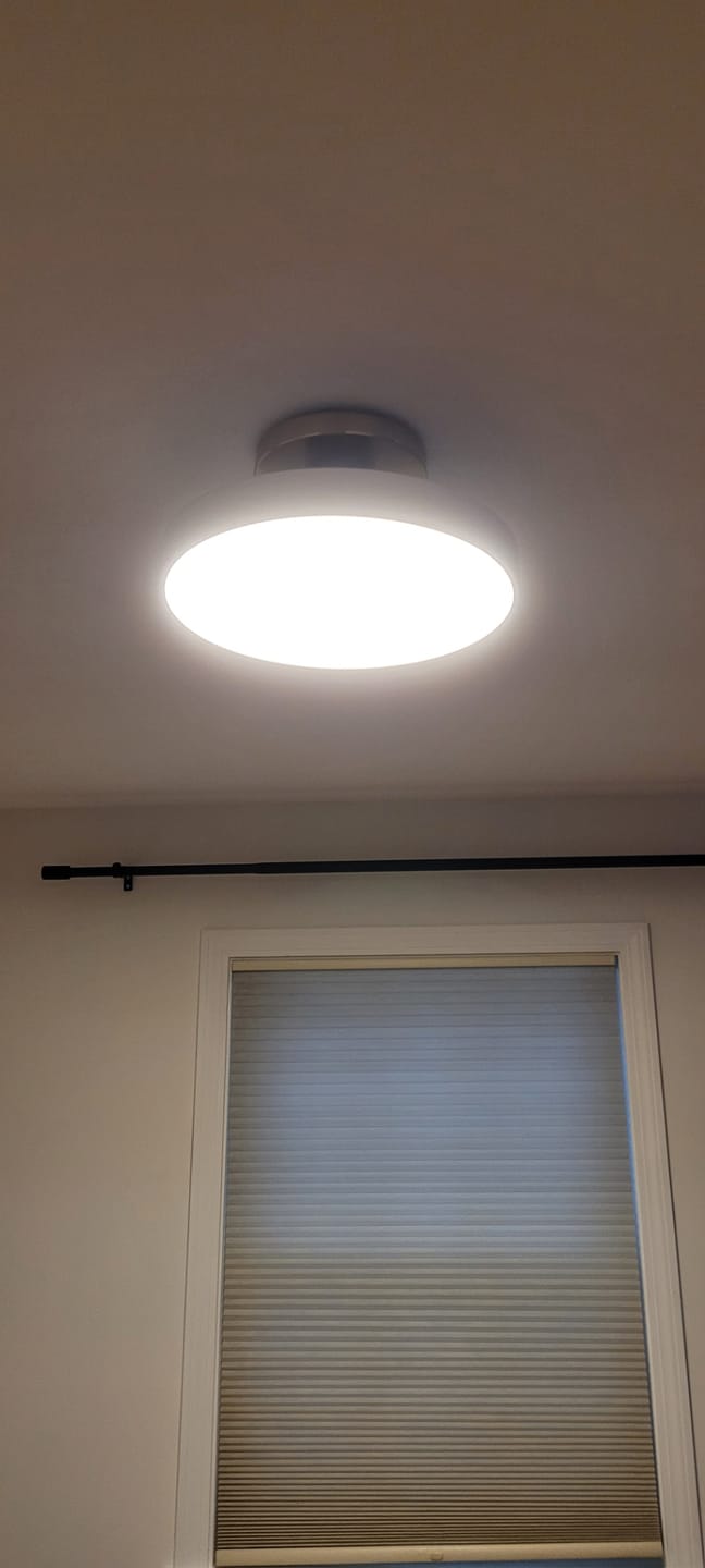 Customer photo review of Scandinavian Brass White Round Dimmable LED Semi Flush Light