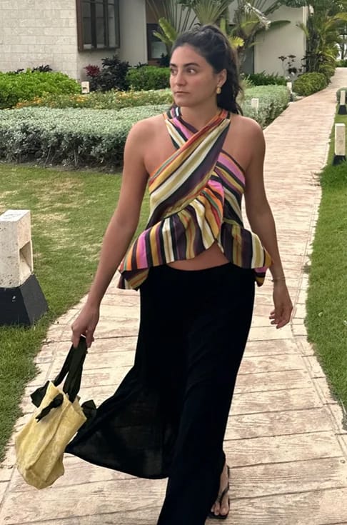 Customer photo review of Sexy Striped Women's Vest Halter Sleeveless Ruffles Irregular Lady Vest 2026 Spring Summer New Female Street Vacation Tops