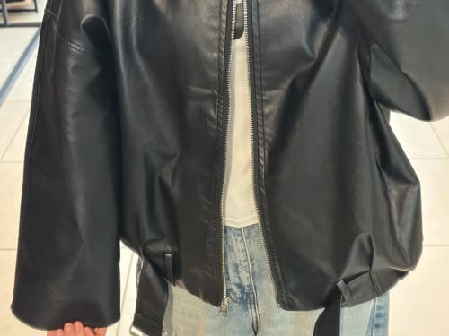 Customer photo review of Eliana Leather Moto Jacket