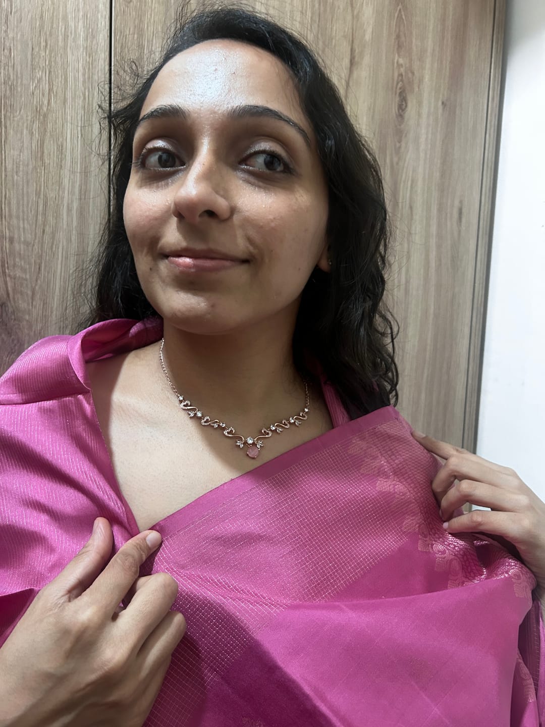 Customer photo review of Rose Gold Intricate Love Necklace
