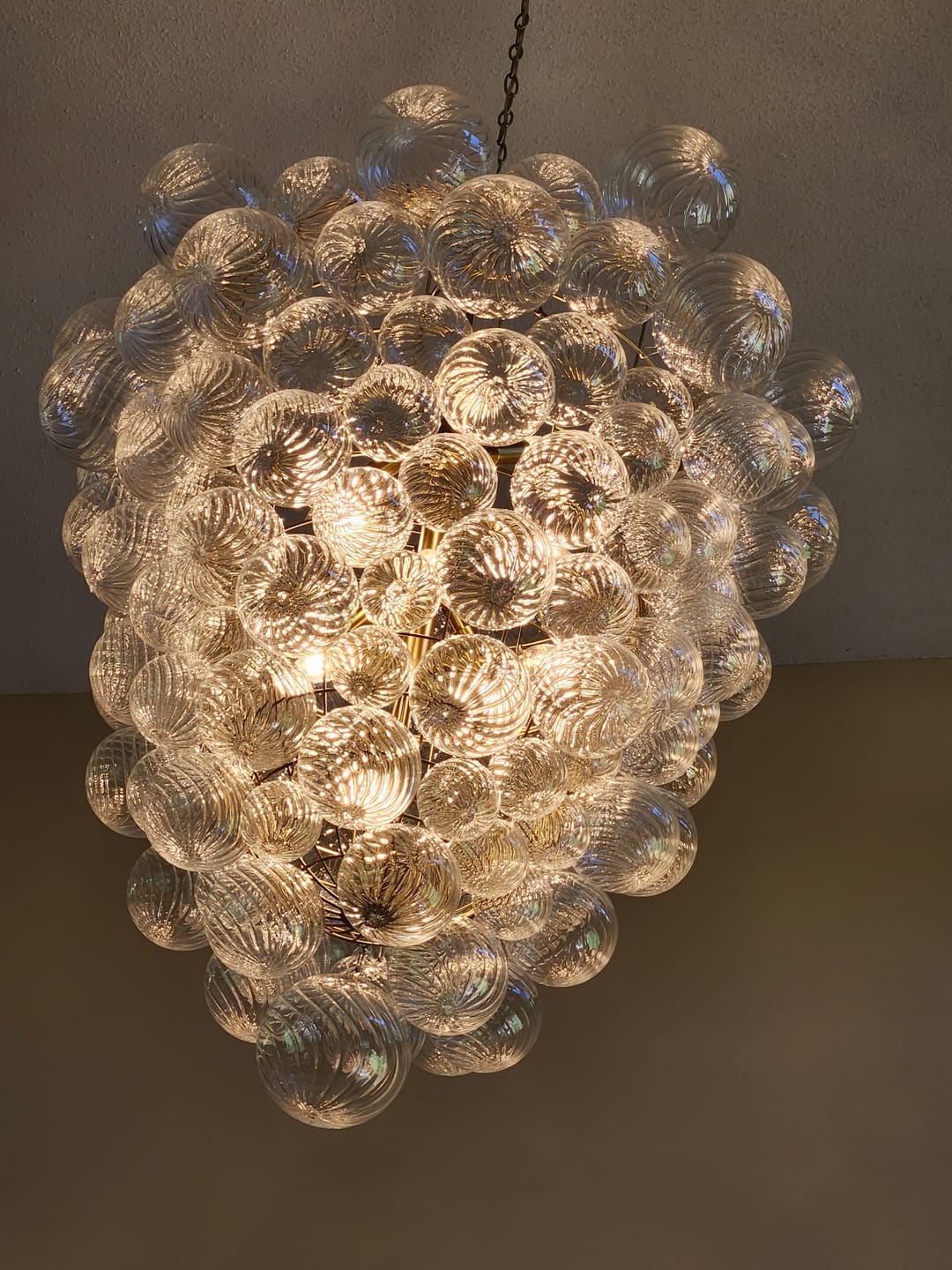 Customer photo review of Luxury Cascade Cluster Ribbed Glass Bubble Entry Chandelier