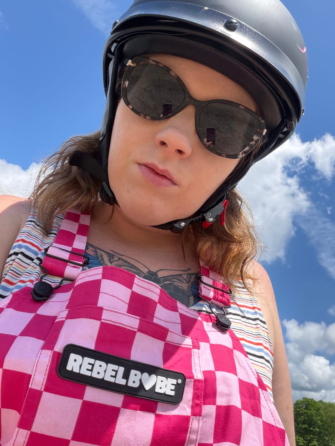 Customer photo review of Women's Overall in Bubble Gum Checkered