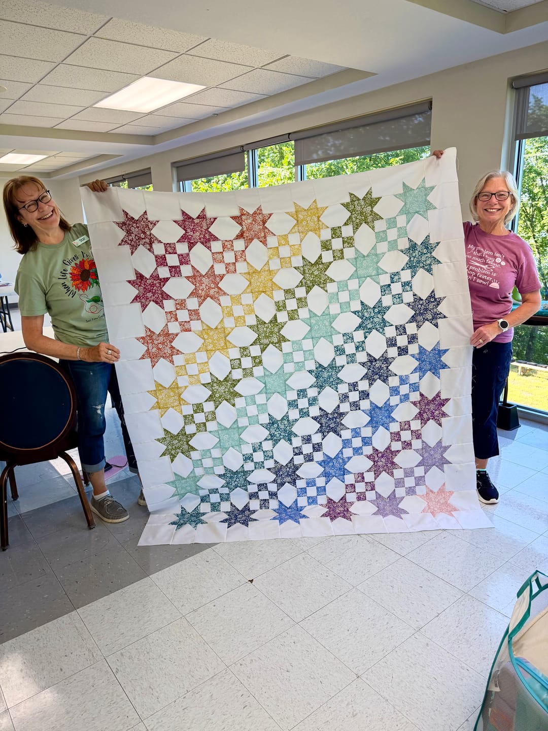 Customer photo review of Star Studded Pre Cut Quilt Kit by GiGi's Thimble featuring Libery Of London Fabrics by Emily Belle