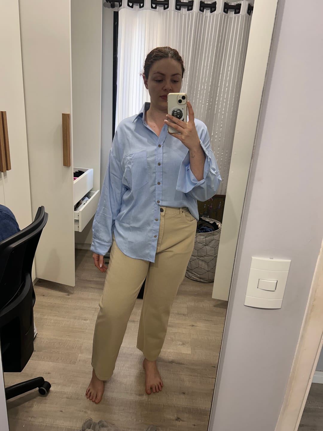 Customer photo review of Camisa Cupuaçu Azul Claro