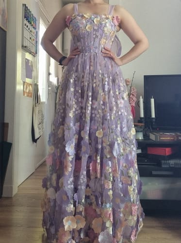 Customer photo review of Corset Lavender Floral Embroidered Floor Lenght Prom Party Dress