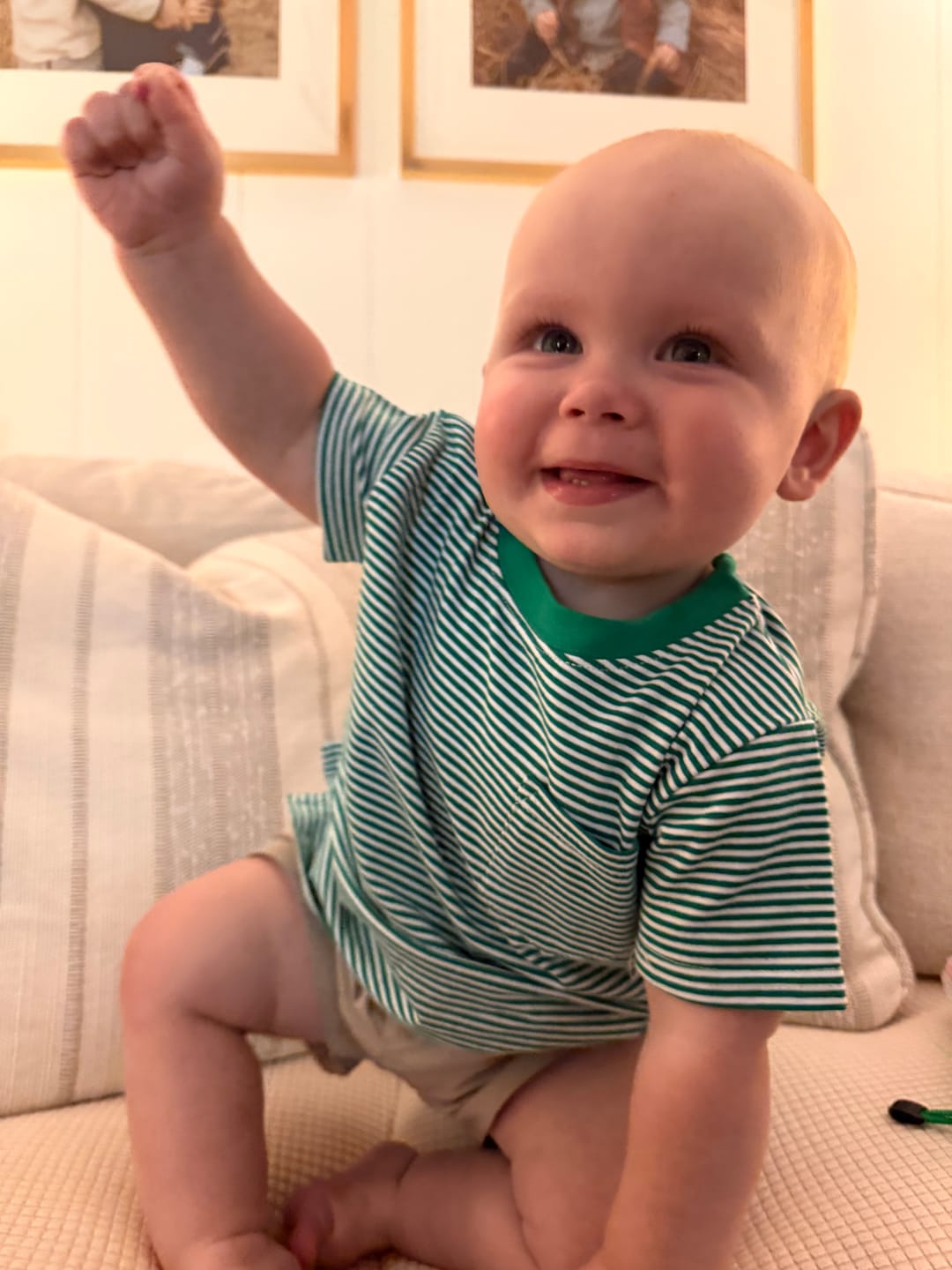 Customer photo review of Green Stripe Short Sleeve Pocket Shirt