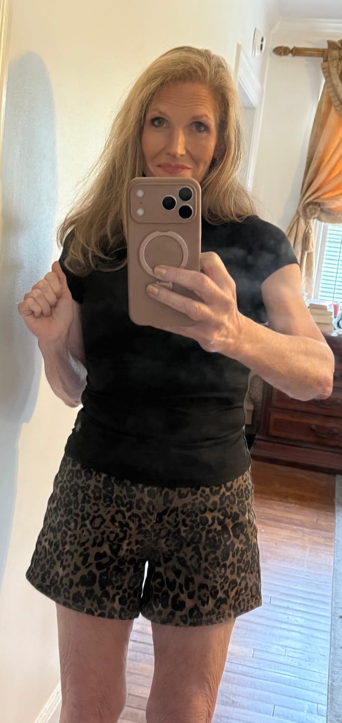 Customer photo review of Wild Card - Judy Blue Rigid Magic Leopard Print Shorts - Final Sale