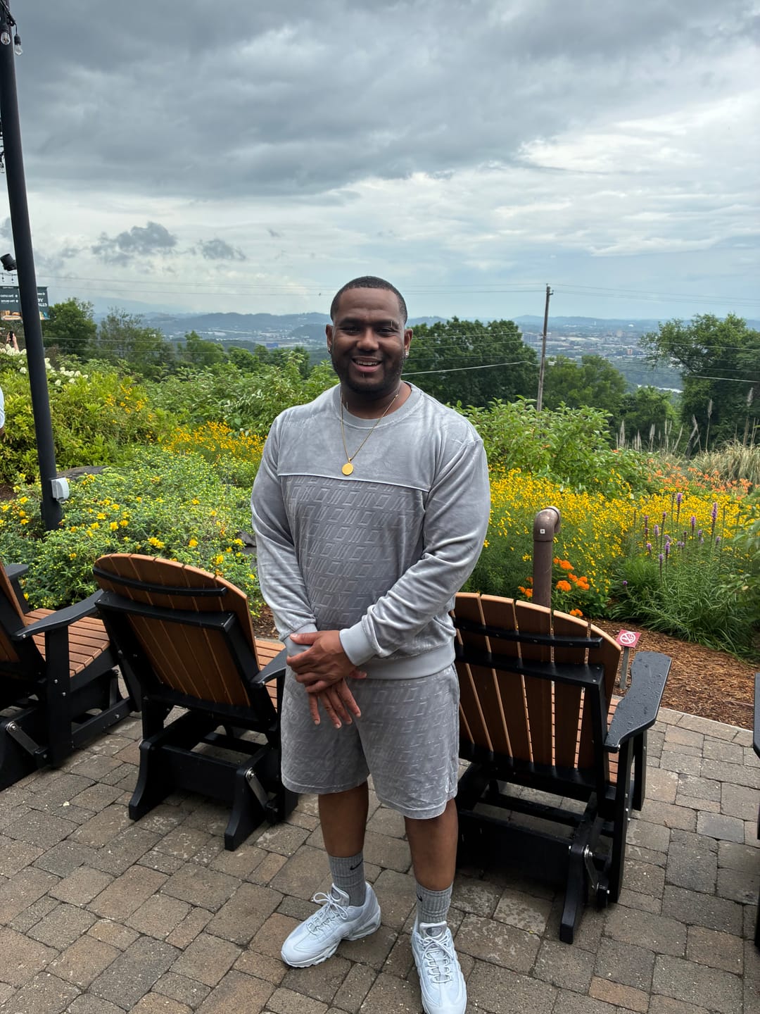 Customer photo review of Bandiera Debossed Velour Crewneck-Sleet