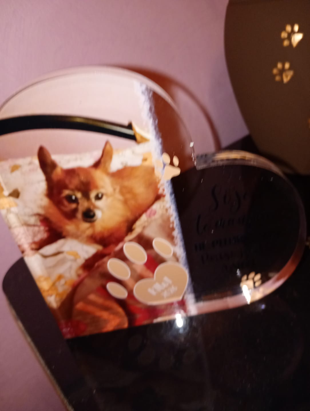 Customer photo review of Si je te manque - Cœur en verre personnalisé