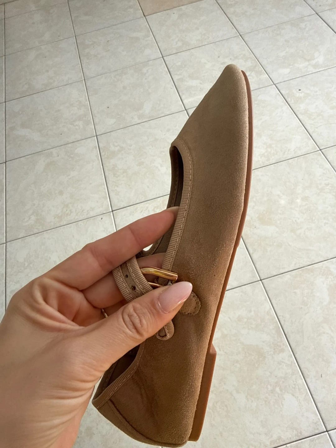 Customer photo review of Myranda Suede Ballet Flats