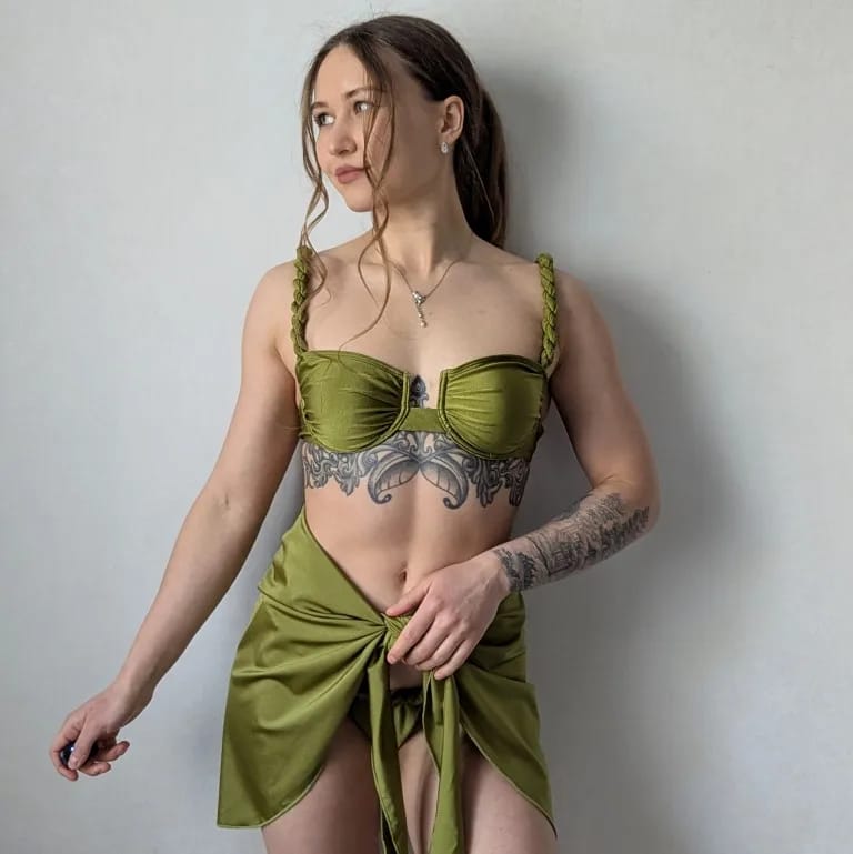 Customer photo review of Sexy Braid Bikini with Skirt Brazilian Bikini Set Female Underwire Swimwear Women Halter Swimsuit Bathing Suit Biquini