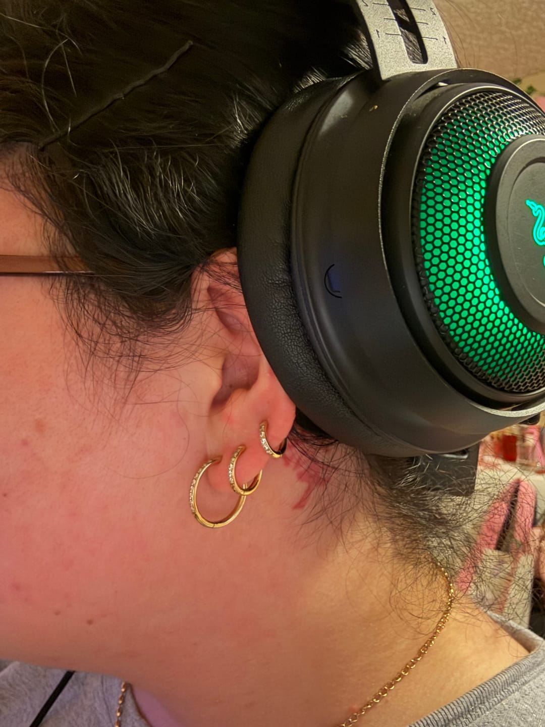 Customer photo review of My Huggies Sparkle Hoop Earrings