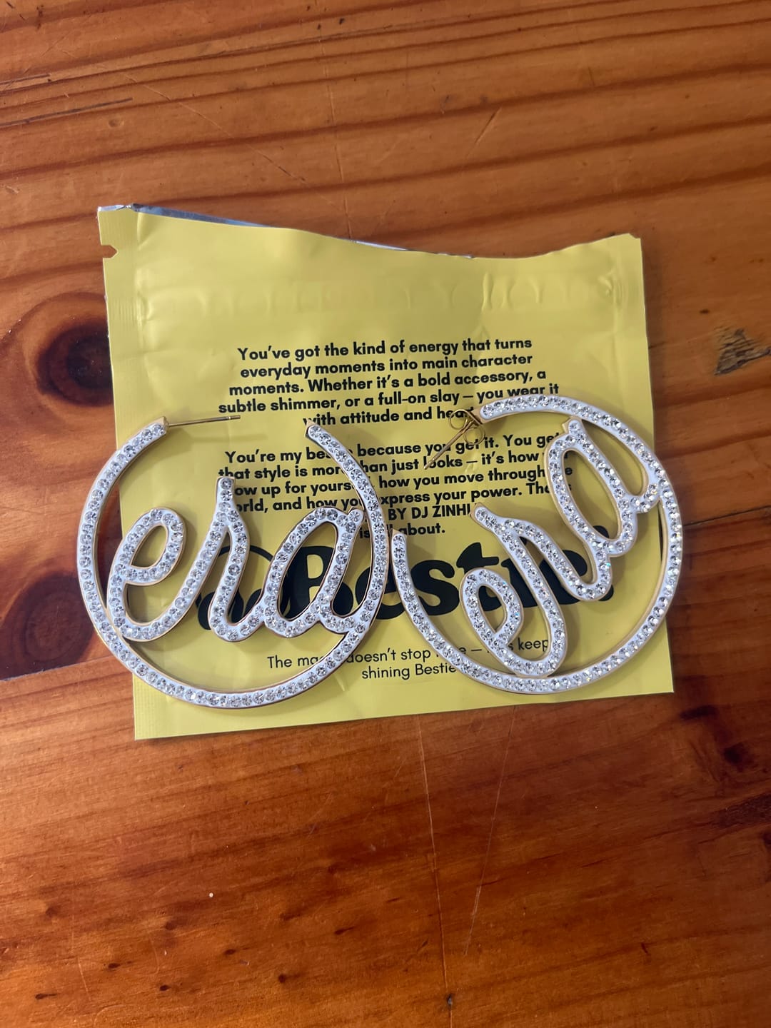 Customer photo review of Gold Luxe Logo Hoops