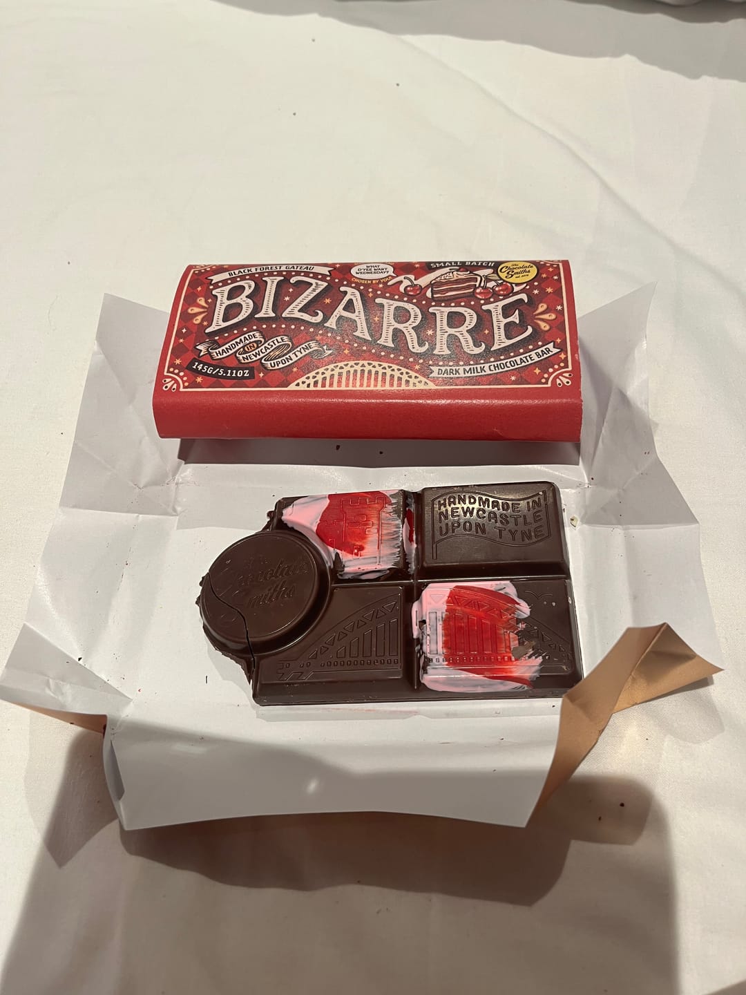 Customer photo review of Black Forest Gateau inspired chocolate bar 145g