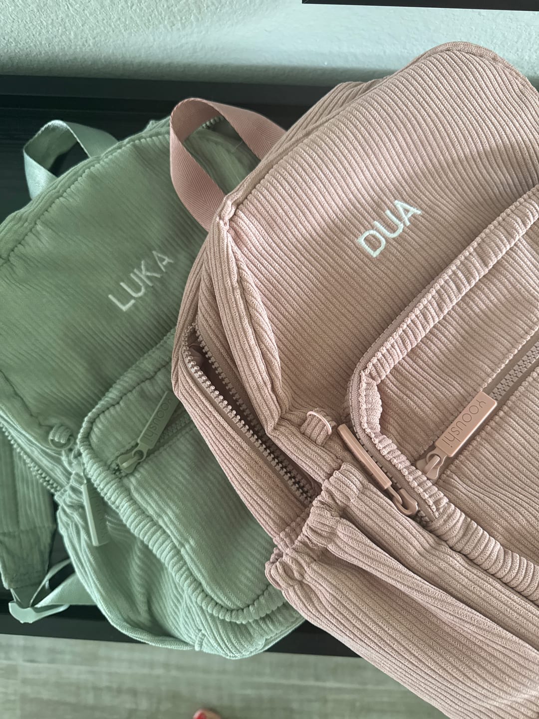 Customer photo review of Yooushi® Corduroy Backpack – Dusty Pink