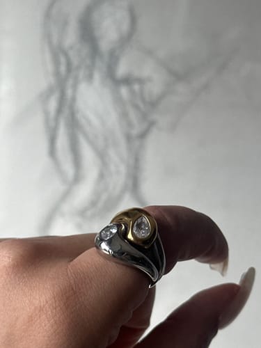 Customer photo review of Yin Yang 2-Tone Gemstone Ring