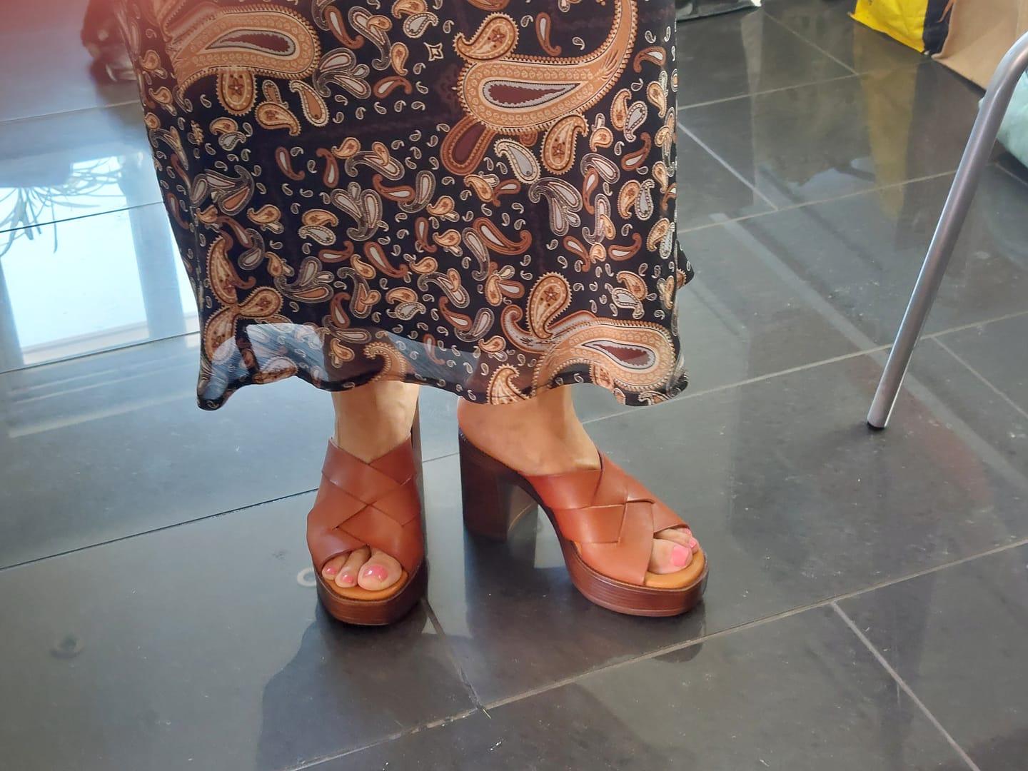 Customer photo review of Tan Gigi Platform Sandals