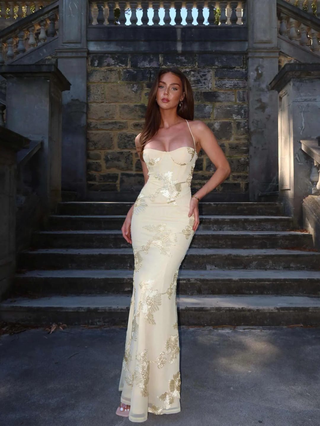 Customer photo review of Beatrice Applique Tie-Back Prom Dress