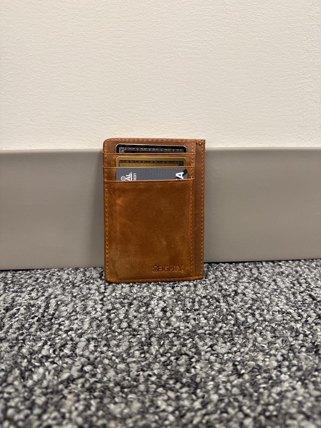Customer photo review of 80Eighty® Cognac Leather Wallet