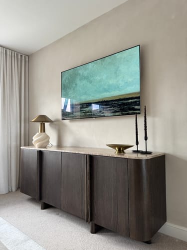Customer photo review of ROKA Dark Wood 4-Door Sideboard with Marble Top