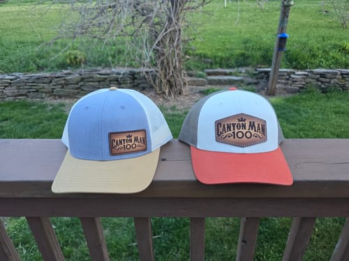 Customer photo review of Richardson 112 Genuine Leather Patch Hats Laser Engraved