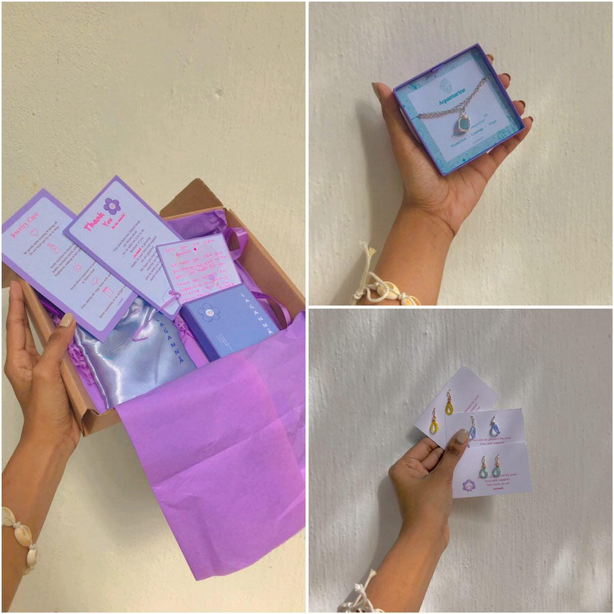 Customer photo review of Aquamarine Square Stone Necklace