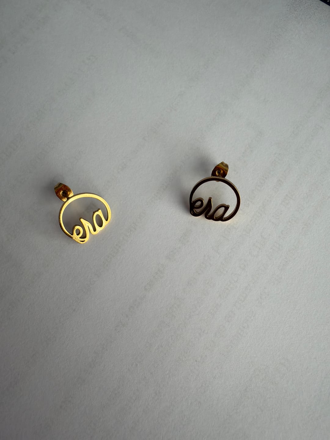 Customer photo review of Gold Era Logo Studs