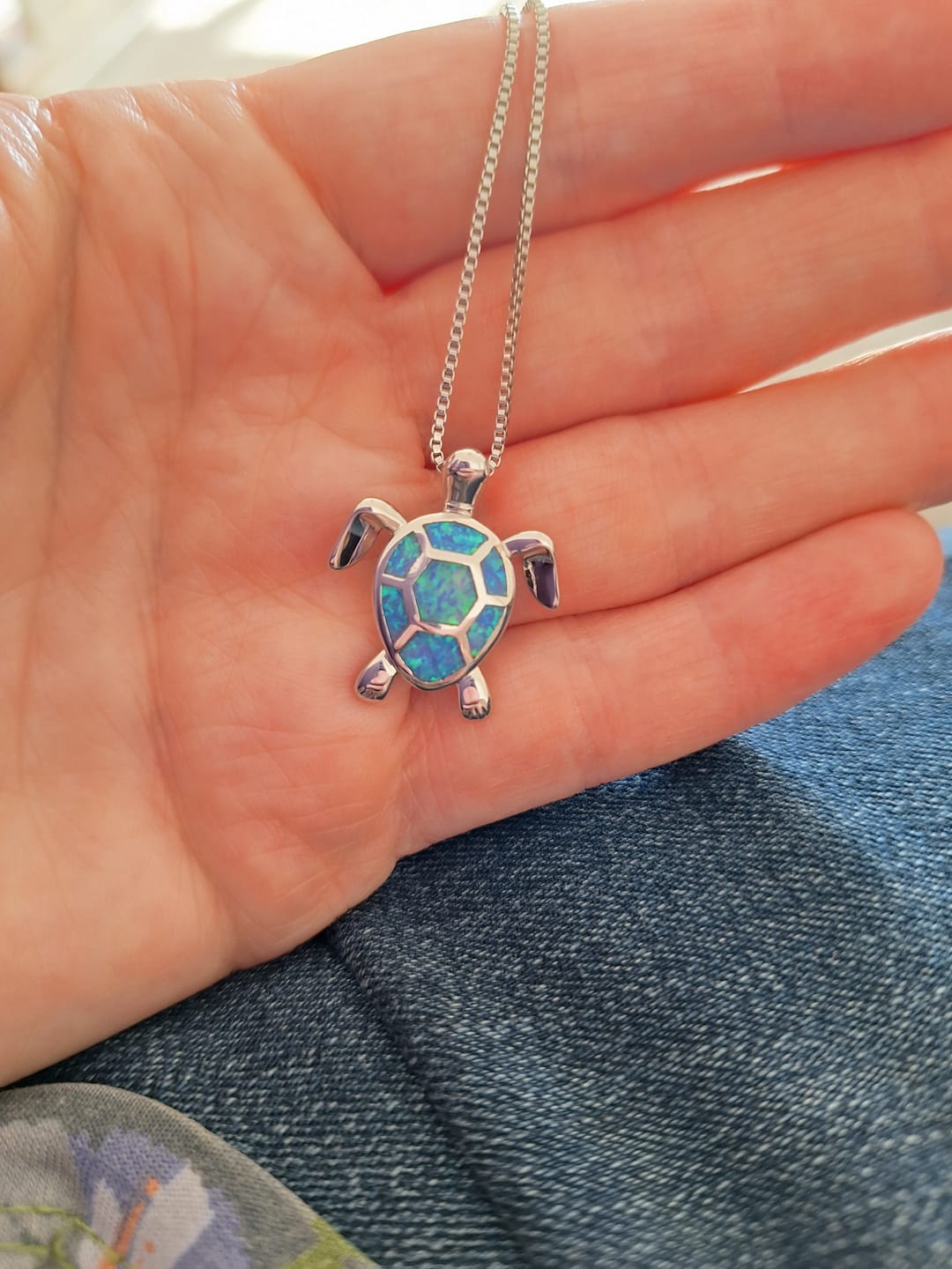 Customer photo review of Save the Sea Turtle Necklace