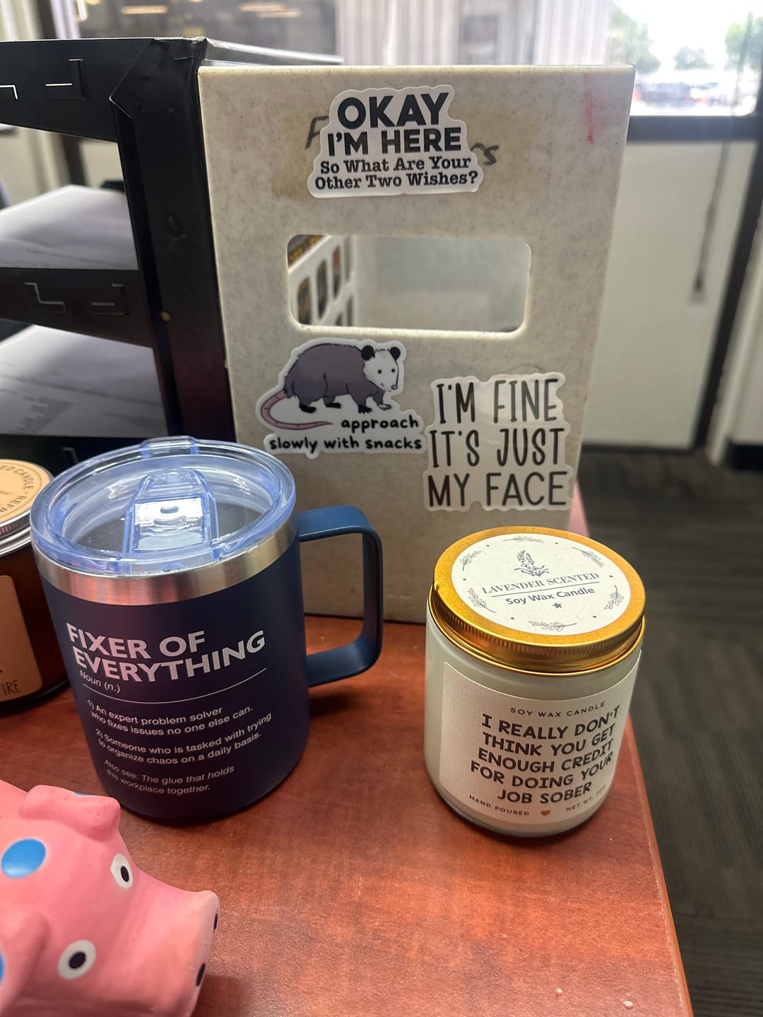 Customer photo review of Approach Slowly With Snacks Opossum Sticker