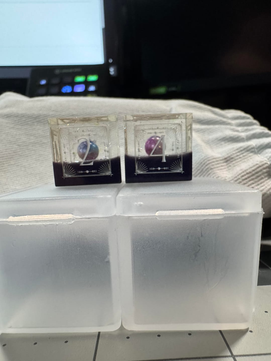 Customer photo review of URWizards D&D Resin Engraved Dice Set The Galaxy