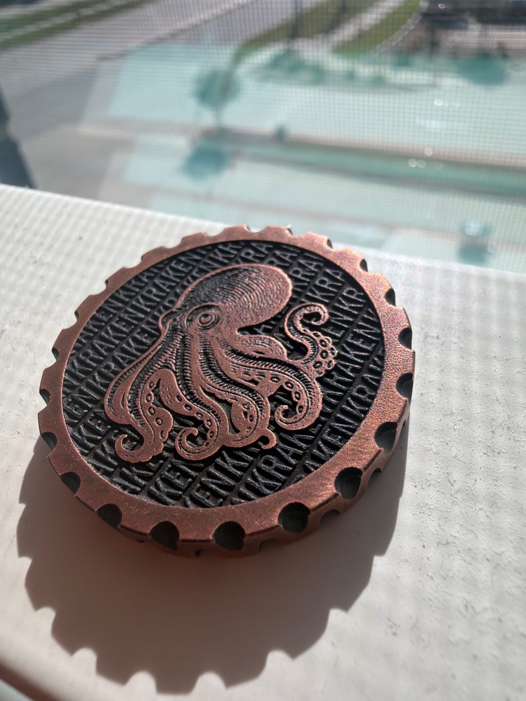 Customer photo review of The Octopus Coin — Copper