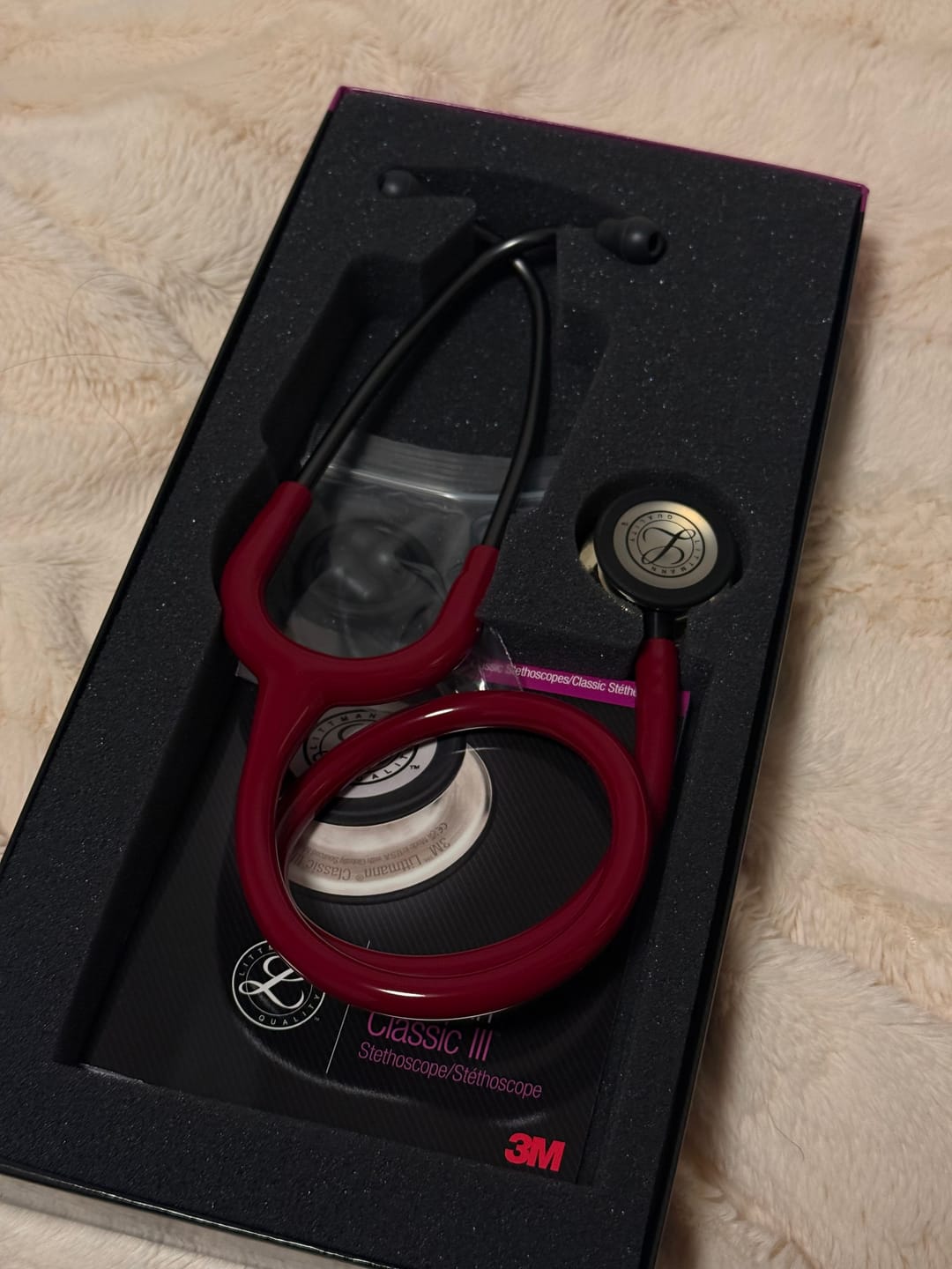 Customer photo review of Littmann Classic III  Stethoscope: Champagne & Burgundy 5864