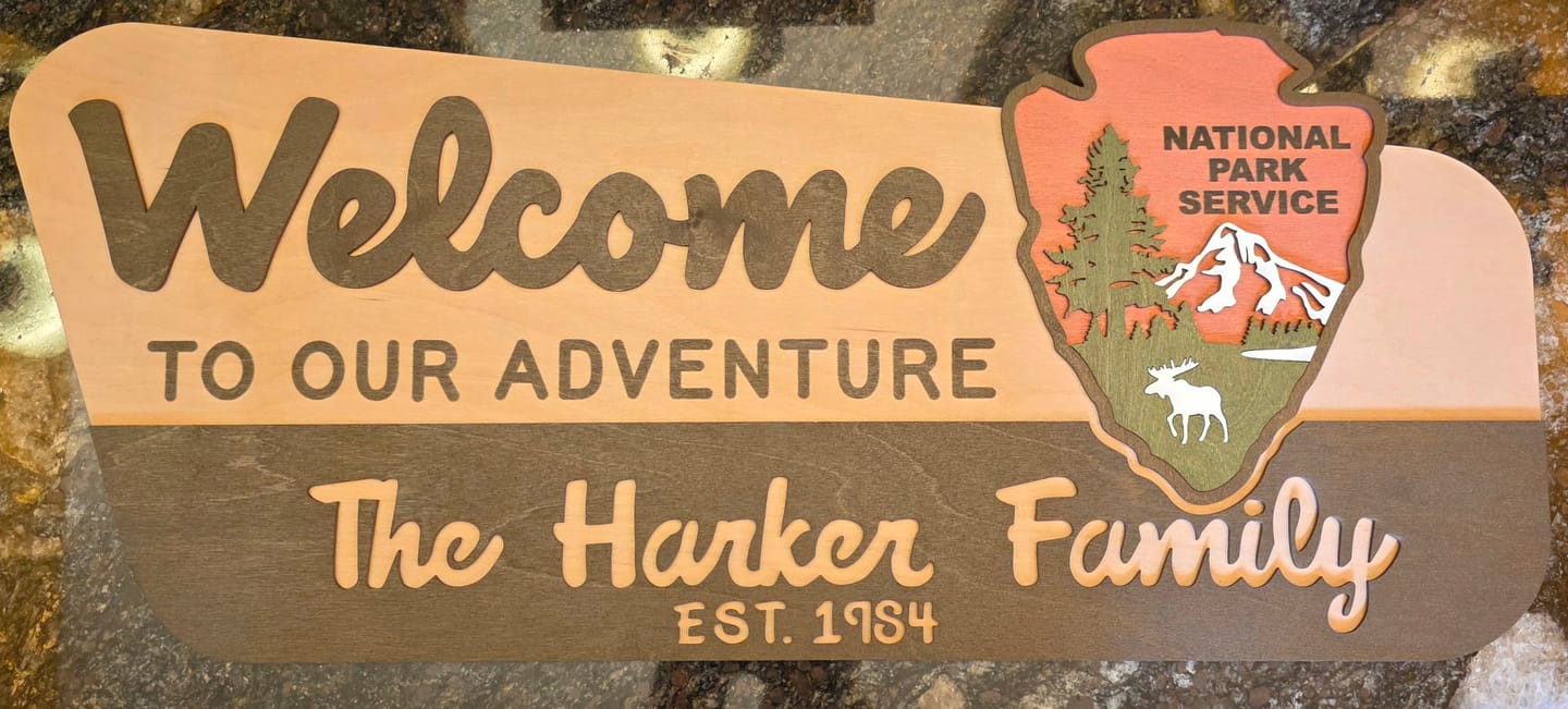 Customer photo review of 3D National Park Service Family Name Welcome Sign (Moose Design)