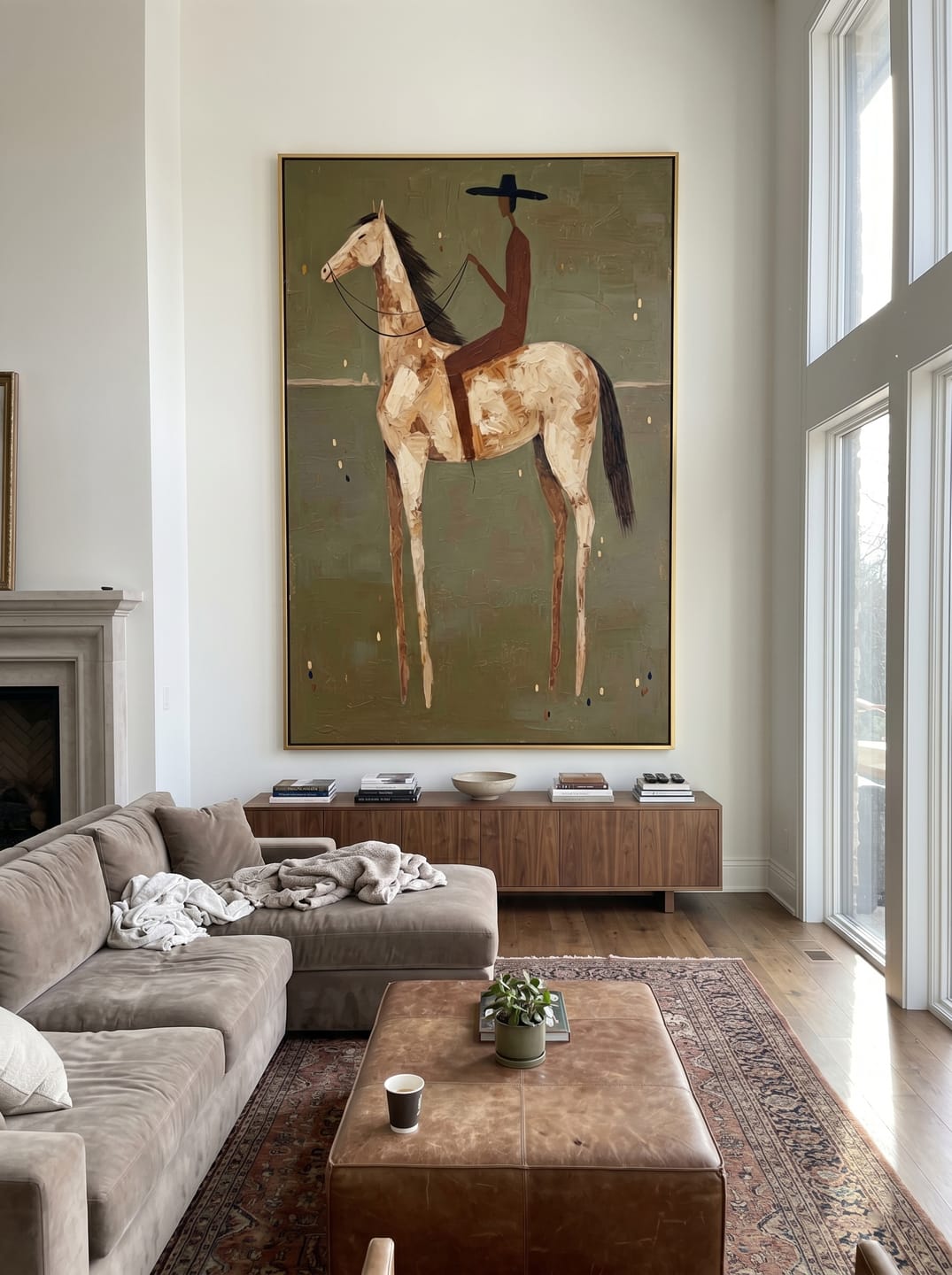 Customer photo review of The Silent Rider – Wabi-Sabi Earth Tone Abstract Horse Painting | Minimalist Textured Entryway Art