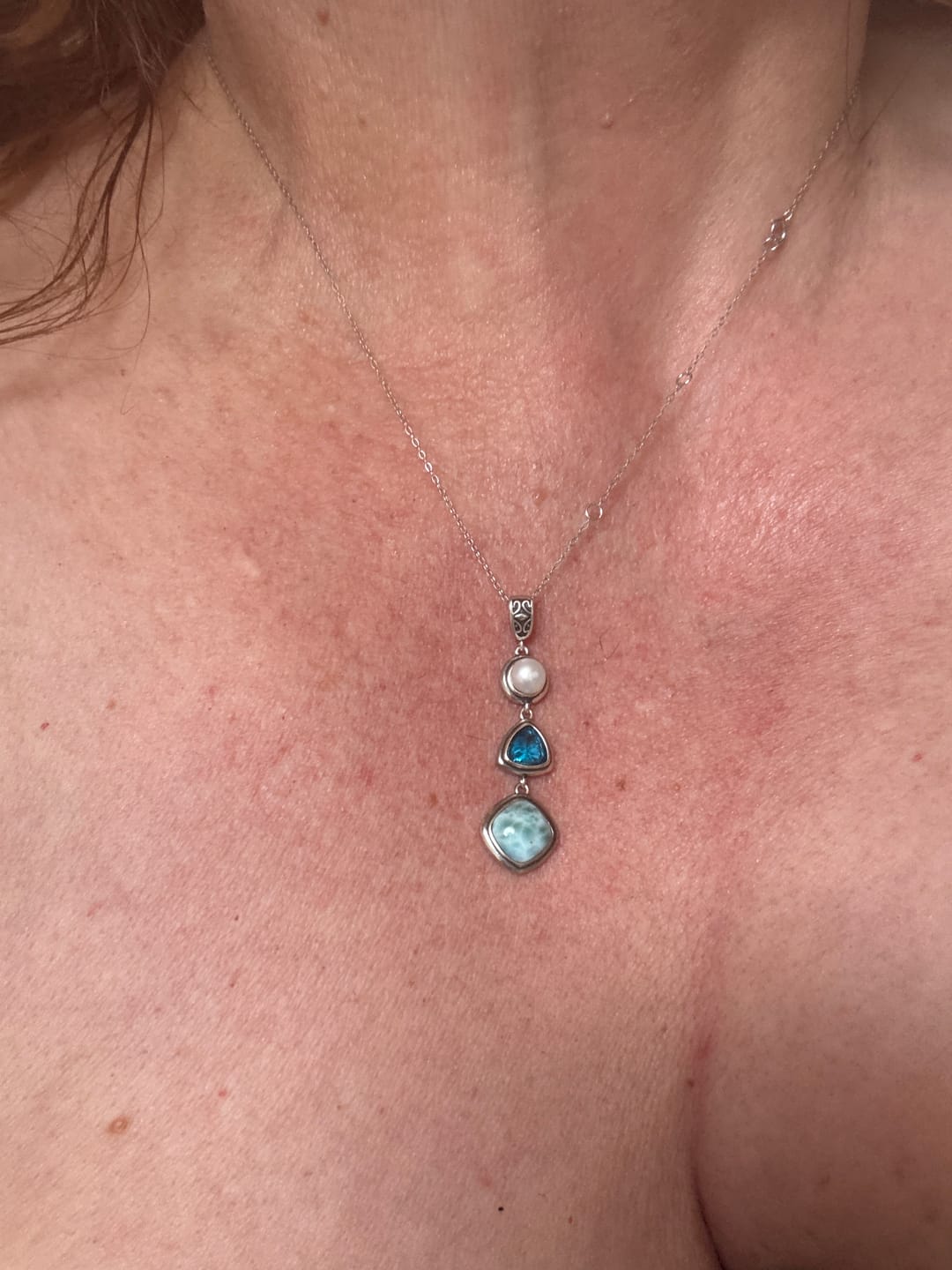Customer photo review of Silver Larimar Necklace