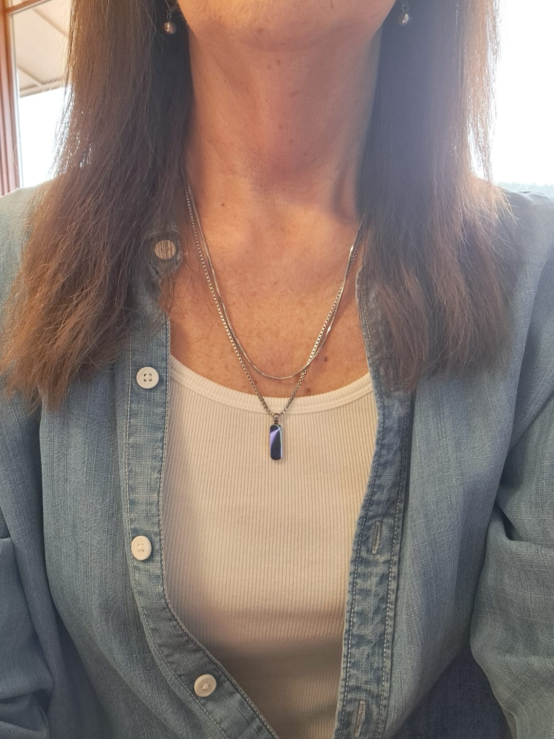 Customer photo review of Minimal Pendant Necklace Duo